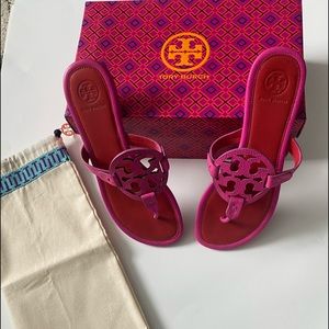 EUC 6.5 Tory Burch Imperial Pink Miller Sandals